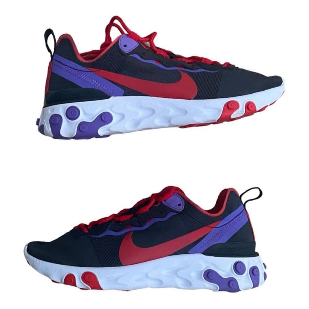 Nike React Element 55 Womenns 7.5 Black Red Purple CQ9903-001 Running Sneakers